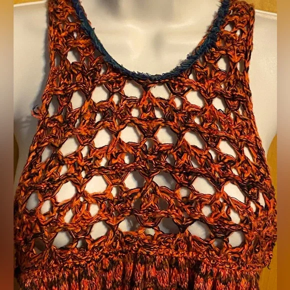 FINAL PRICE NWT,Free People Rare Heart crochet sweater dress,red/multi size S - Picture 3 of 15